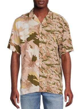 No Boundaries Camo Camouflage Short Sleeve Shirt Men's Size Small 34-36
